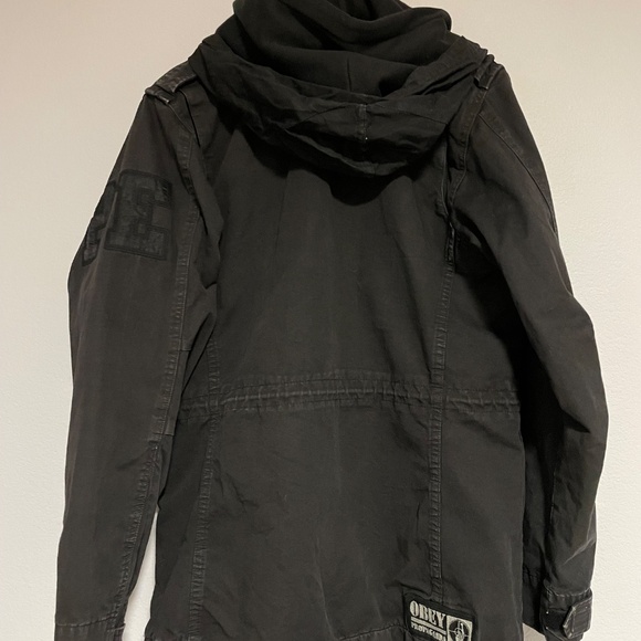 Obey x Public Enemy Propaganda Field Jacket Mens Medium Black Hooded HTF - Picture 9 of 11